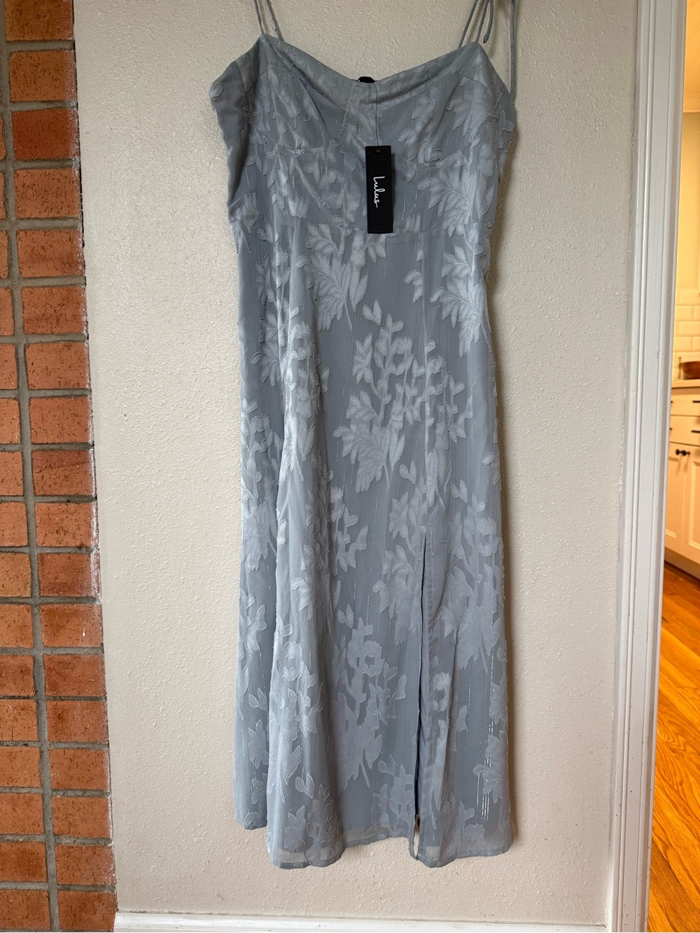 Lulu's Light Gray Floral Slip Midi Dress